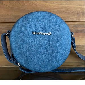 Mini sac rond Pinatex bleu