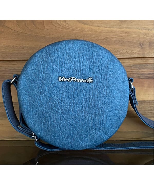 Mini sac rond Pinatex bleu
